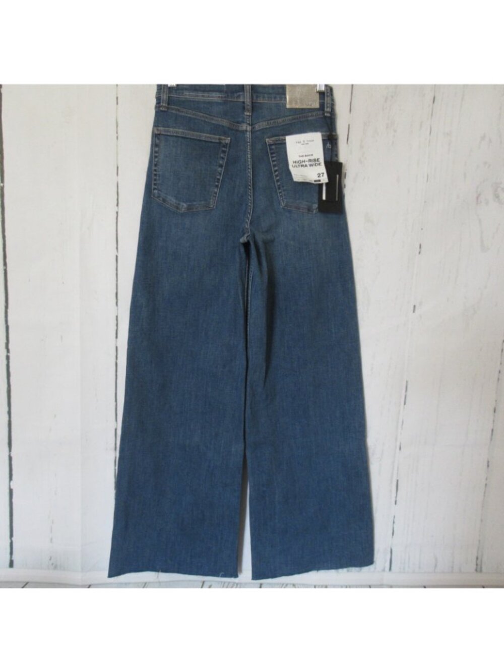New Rag & Bone Jeans 27 The Sofie High‎ Rise Ultra Wide Leg Raw Hem Willow - Picture 4 of 10